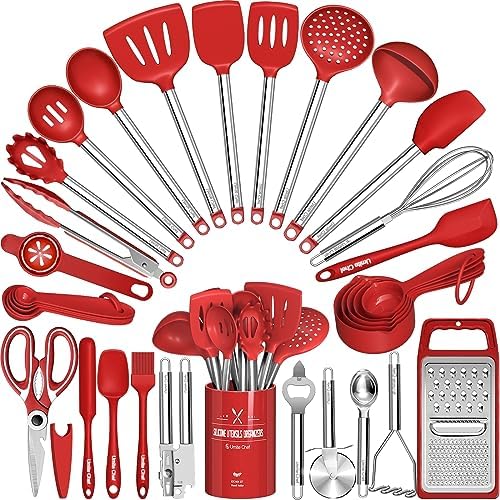 Kitchen Utensils Set- Umite Chef 34 PCs Cooking Utensils wi… (Red)